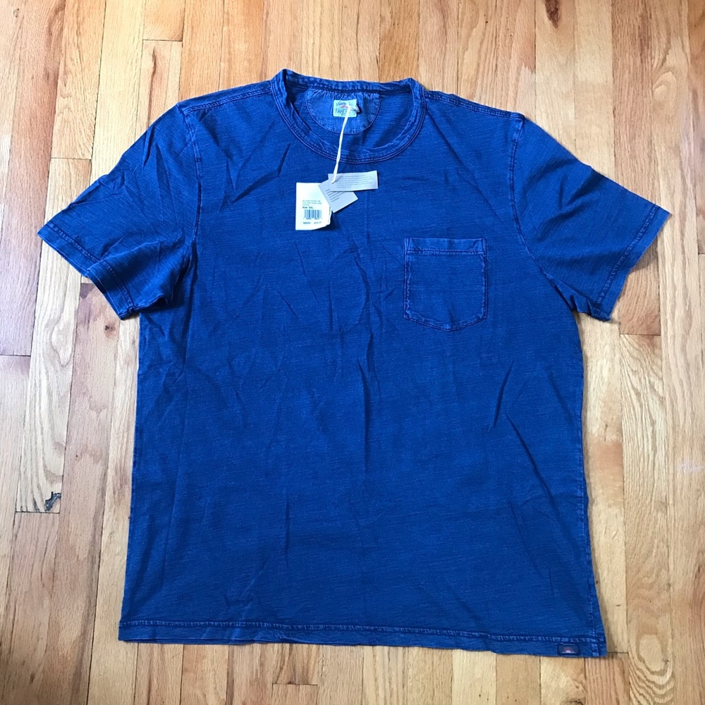 Faherty Dark Indigo Blue Short Sleeve Pocket Tee XXL NWT